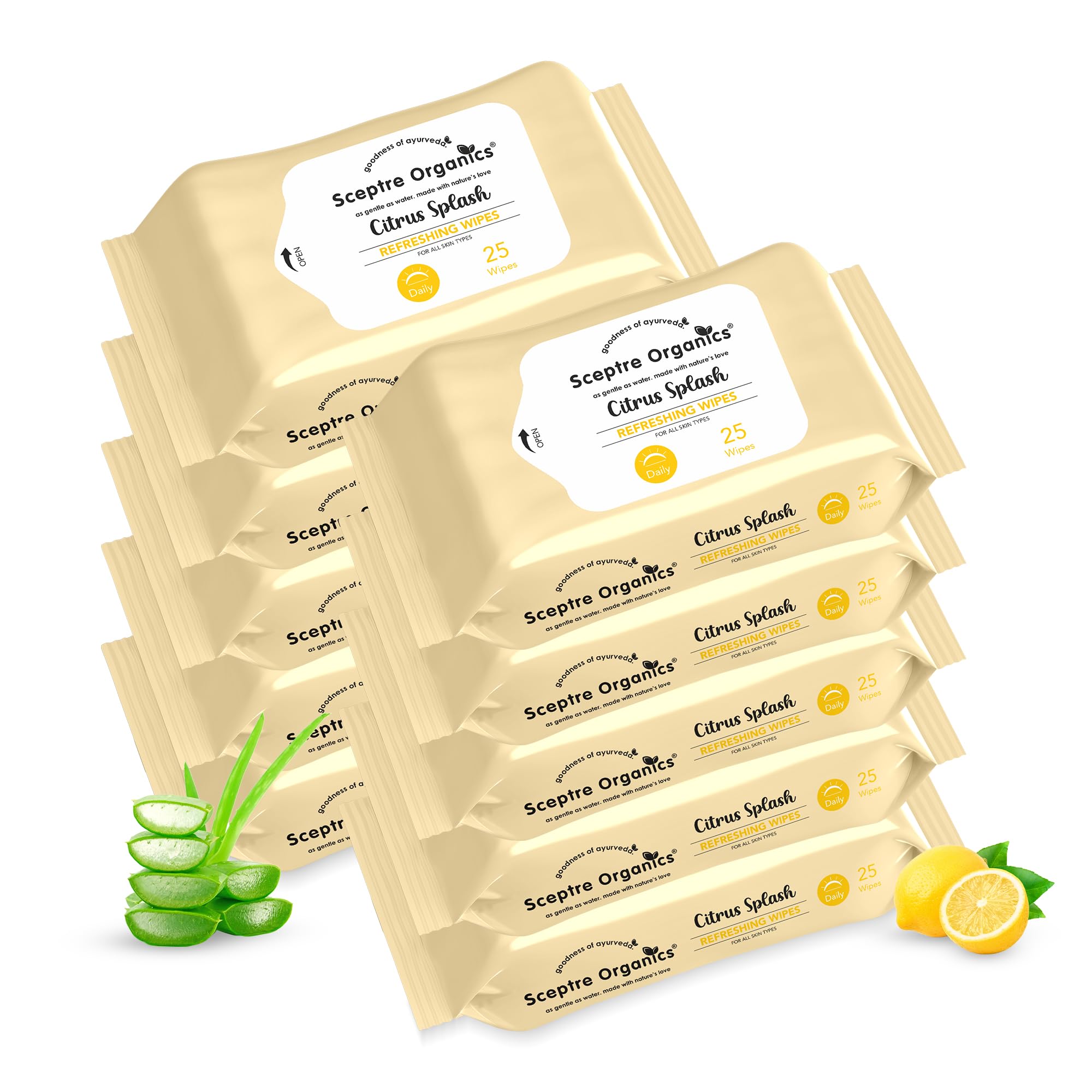 Sceptre Organics Citrus Splash Facial Wipes | Refreshing
